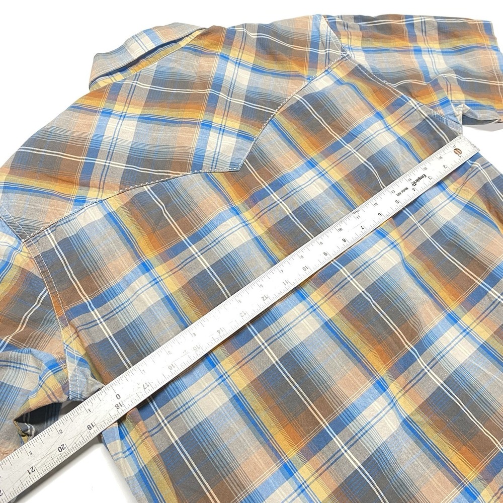 Wrangler Retro Western Mens Medium M Brown Plaid Pearl Snap Short Sleeve READ - Picture 12 of 12